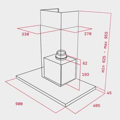 Teka Wall Mounted Chimney Hood, DSH 985 (67-100 x 90 x 48.5 cm)