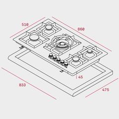 Teka Built-In 5-Burner Gas Hob, EFX 90.1 5G AI AL DR LEFT (4.5 x 86 x 51 cm)