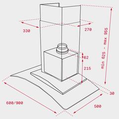 Teka Wall Mounted Chimney Hood, NC 680 (62.5-95.5 x 60 x 50 cm)