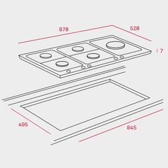 Teka Built-In 5-Burner Gas Hob, EW 90 5G AI AL TR CI (7 x 87 x 52 cm)