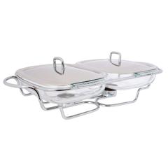 Premier Dual Glass Food Warmers W/ Lids