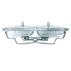Premier Dual Glass Food Warmers W/ Lids