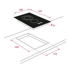 موقد سيراميك مدمج 2 منطقة تسخين تكا، TZC 32320 BK TTC (5.5 × 30 × 51 سم)