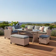 Savannah 9-Seater Rattan Corner Dining Set W/Cushions Generic (5 Pc.)