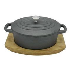 طنجرة حديد صب بيضاوية مع غطاء راج (13 سم)