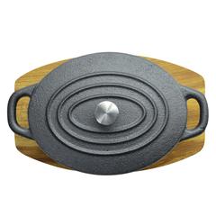 طنجرة حديد صب بيضاوية مع غطاء راج (13 سم)