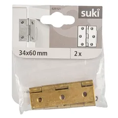 Suki Brass Slim Hinge Pack (3.4 x 6 cm, 2 Pc.)