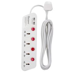Oshtraco 4-Way Extension Cord W/ 2 USB Ports (4 m)