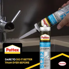 Pattex SL212 General Purpose Acetic Silicone (Transparent, 2 Pc.)