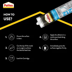 Pattex SL212 General Purpose Acetic Silicone (Transparent, 2 Pc.)