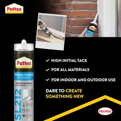Pattex SL212 General Purpose Acetic Silicone (White, 4 Pc.)