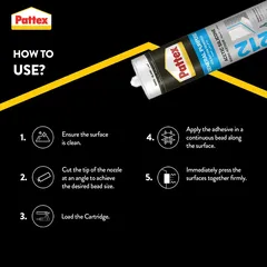 Pattex SL212 General Purpose Acetic Silicone (White, 4 Pc.)
