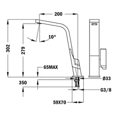 Teka Single Lever Kitchen Tap W/ Flat Swivel Spout, IC 915