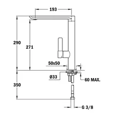 Teka Minimalistic Single Lever Kitchen Tap W/ High Swivel Spout, FO 915