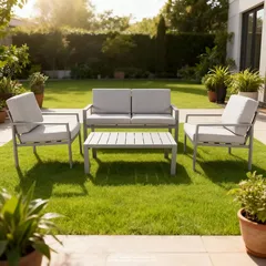 Moorea 4-Seater Aluminum Outdoor Sofa Set W/Cushions GoodHome (4 Pc.)