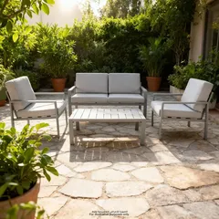 Moorea 4-Seater Aluminum Outdoor Sofa Set W/Cushions GoodHome (4 Pc.)