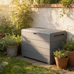 Cosmoplast Cedargrain Plastic Deck Storage Box (416 L, 129.5 x 70 x 62.5 cm)