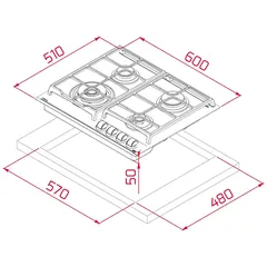 موقد بوتجاز غاز مدمج 4 شعلات تيكا GZC 64320 WH (60 سم)