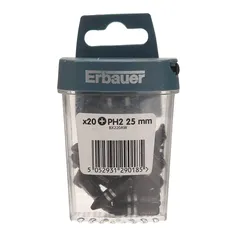 Erbauer PH2 Impact Screwdriver Bits Pack (25 mm, 20 Pc.)