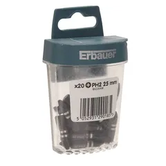 Erbauer PH2 Impact Screwdriver Bits Pack (25 mm, 20 Pc.)