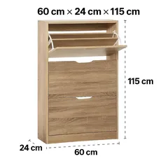 خزانة أحذية خشبية 3 أدراج 5 فايف (24 × 60 × 115 سم)