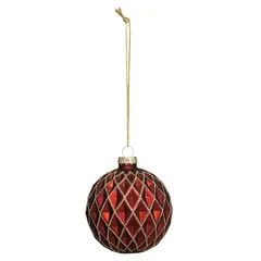 Atmosphera Christmas Glass Glittered Honeycomb Hanging Bauble (10 cm)