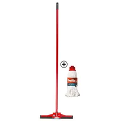 Tonkita Cotton Mop with Stick & Wiper (33 cm)