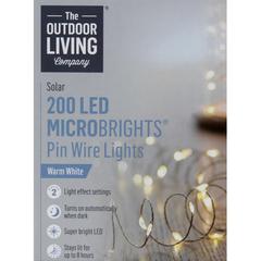 The Outdoor Living Company Solar 200 LED Microbrights Pin Wire Lights (Warm White)