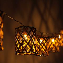 فانوس LED خيزران مربع بخيوط (10 واط)