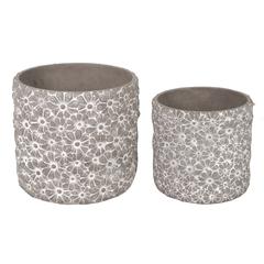 Glazed Terracotta Ciao Daisy Cylinder Plant Pot Set Generic (32 x 32 x 29 cm)