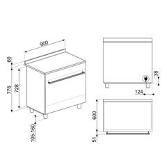 SMEG Freestanding 5 Zones Electric Cooker, SX91CSA (90 x 60 x 83.6 cm)
