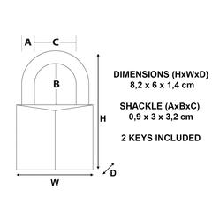 Master Lock Brass Key Padlock W/Keys (8.2 x 6 x 1.4 cm)