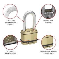 قفل ماستر لوك قوي التحمل من الفولاذ المصفح مع مفاتيح (10.4 × 5.2 × 3.1 سم)