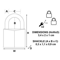 Master Lock Brass Padlock W/Keys (3.4 x 2 x 1 cm)
