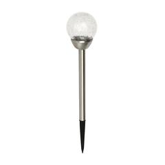 Glass & Stainless Steel Crackled Ball Solar-Powered LED Spike Light (0.01 W, Multicolor)