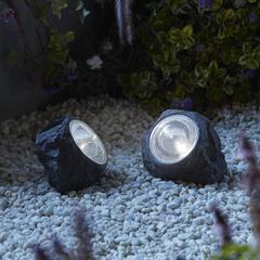 Polyresin Solar-Powered LED Decorative Rock Light (Cool White)