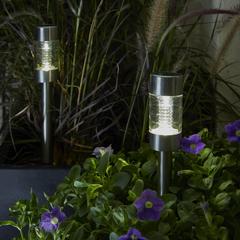 Glass & Stainless Steel Solar-Powered LED Spike Light (0.01 W, Cool White)