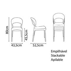 Tramontina Sissi Summa Polypropylene & Fiberglass Closed Backrest Armchair (43.5 x 80 x 52.5 cm)