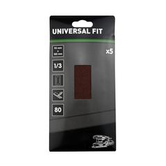 Universal Fit Sanding Sheet Pack (18.5 x 9.3 cm, 80 Medium Grit, 5 Pc.)