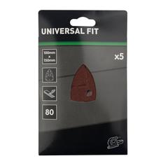 Universal Fit Detail Sanding Sheet Pack (15 x 10 cm, 80 Medium Grit, 5 Pc.)