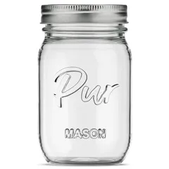 PurMason Glass Mason Jar Set (473 ml, 12 Pc.)