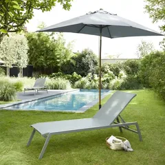 Batz Aluminum Sun Lounger GoodHome (195 x 59 x 92.5 cm, Gray)