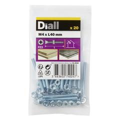 Diall Zinc-Plated Carbon Steel Machine Screw & Nut Pack (M4 x 40 mm, 20 Pc.)