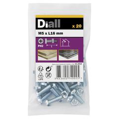 Diall Zinc-Plated Carbon Steel Machine Screw & Nut Pack (M5 x 16 mm, 20 Pc.)