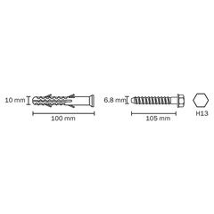 Diall Nylon & Steel Frame Fixing Pack (10 x 100 mm, 6 Pc.)