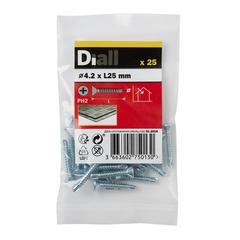 Diall Zinc-Plated Carbon Steel Self Drilling Screw Pack (4.2 x 25 mm, 25 Pc.)