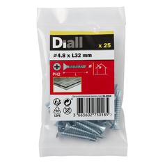 Diall Zinc-Plated Carbon Steel Self Drilling Screw Pack (4.8 x 32 mm, 25 Pc.)
