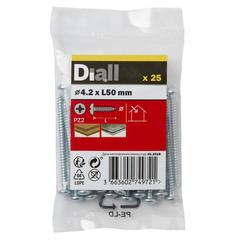Diall Zinc-Plated Carbon Steel Pan Head Screw Pack (4.2 x 50 mm, 25 Pc.)