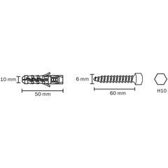 Diall Nylon Wall Plug Pack (10 x 50 mm, 5 Pc.)