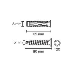 Diall Nylon & Steel Wall Plug Pack (8 x 65 mm, 6 Pc.)